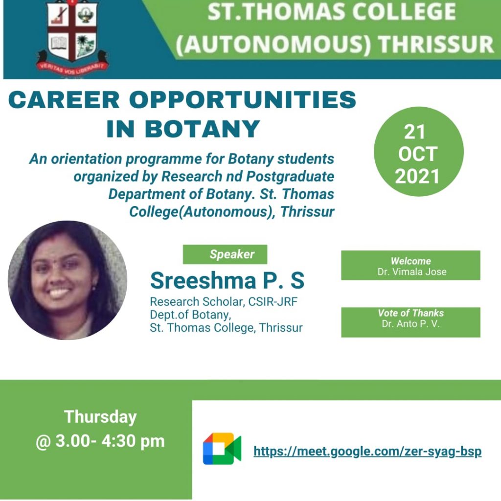 Career Opportunities in Botany St Thomas College (Autonomous)