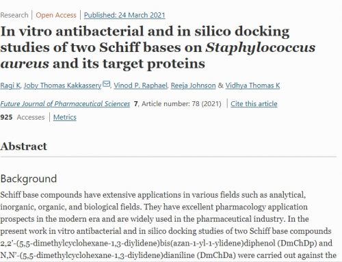 In vitro Antibacterial and In Silico Docking Studies of Two Schiff Bases on Staphylococcus aureus and its Target Proteins