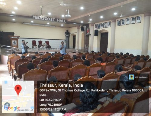 Advocate K R Sumesh delivering a lecture on Law Awareness