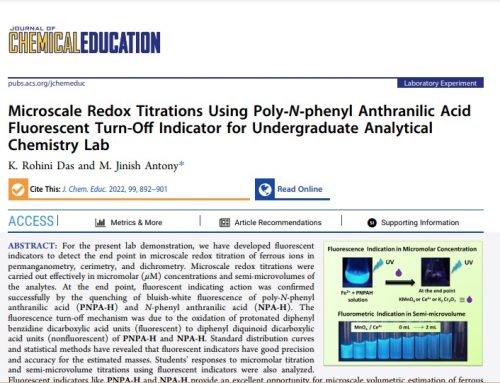 Microscale Redox Titrations Using Poly-N-phenyl Anthranilic Acid Fluorescent Turn-Off Indicator for Undergraduate Analytical Chemistry Lab