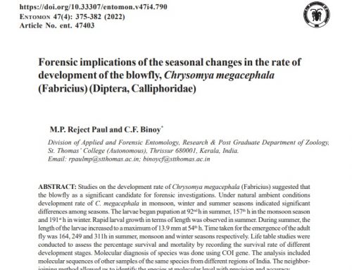 Forensic implications of the seasonal changes in the rate of development of the blowfly, Chrysomya megacephala (Fabricius) (Diptera, Calliphoridae)