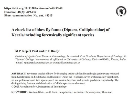 A check list of blow fly fauna (Diptera, Calliphoridae) of Kerala including forensically significant species