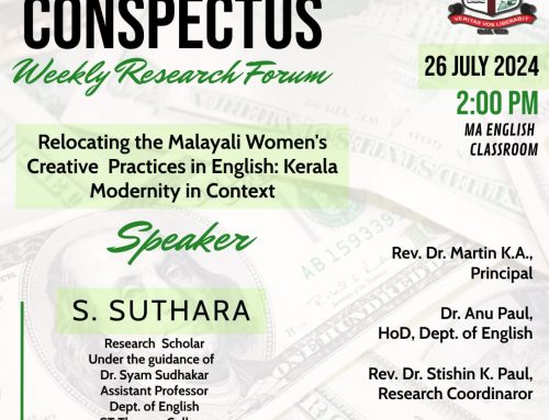 RESEARCH AND POSTGRADUATE DEPT. OF ENGLISH – CONSPECTUS – WEEKLY RESEARCH FORUM