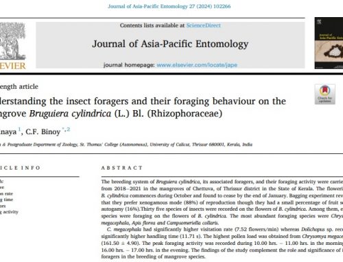 Understanding the insect foragers and their foraging behaviour on the mangrove Bruguiera cylindrica (L.) Bl. (Rhizophoraceae)